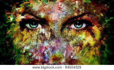 Mystic Blue Eye Made Of Painting Colorful Splashes