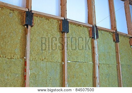 Walls Of A Frame House With Different Types Of Heat Insulation
