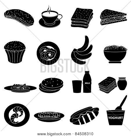 Breakfast food icons set