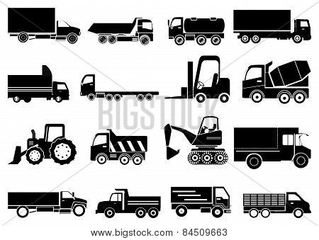 Towing vehicle icons set