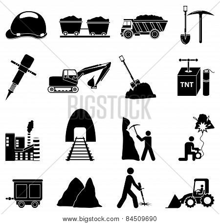 Mining construction icons set