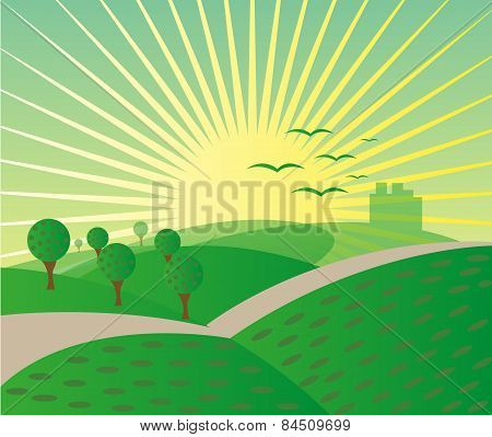 Meadow mountain background