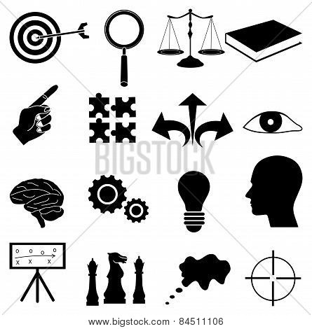 Business strategy icons set
