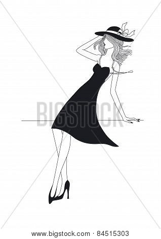 Romantic young fashion girl in a hat
