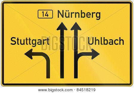German Direction Sign Announcement