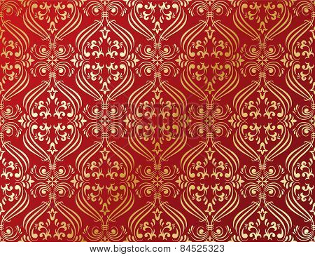 Gold seamless ornamental wallpaper