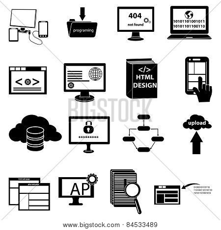 web development programming icons set