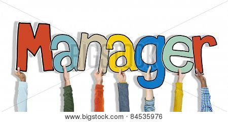 Manager Leader Head Hands Hold White Background Concept