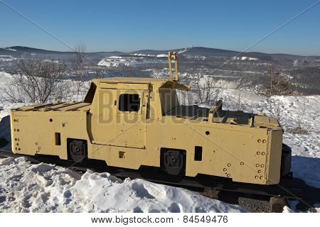 NIZHNY TAGIL, RUSSIA - MARCH 3, 2015: Photo of Locomotive contact K-14 in the exhibition VGOKa.