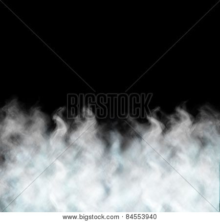 Dense Smoke Isolated On Black Background