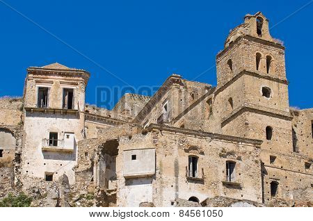 Panoramic view of Craco. Basilicata. Southern Italy.