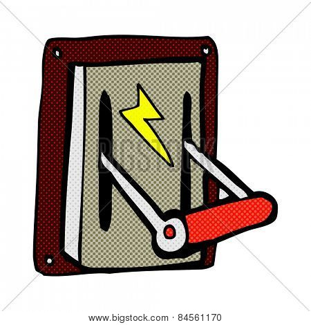 retro comic book style cartoon industrial machine lever