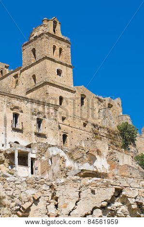 Panoramic view of Craco. Basilicata. Southern Italy.