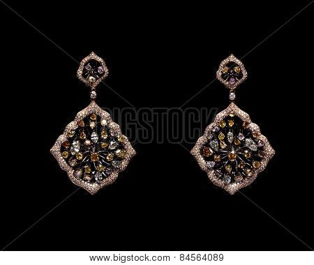 Close up of diamond earrings