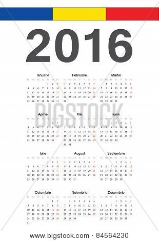 Romanian 2016 Year Vector Calendar