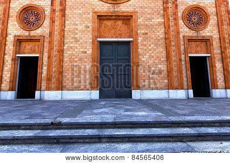 Italy  Lombardy    In  The Vergiate  Old   Church  Closed Brick   Wall