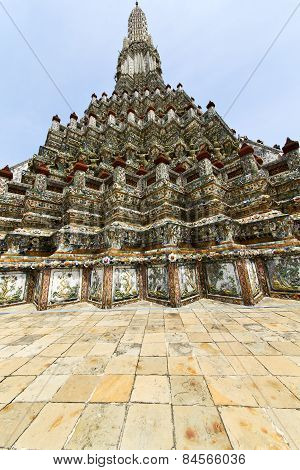 Pavement Gold    Temple   In   Bangkok   Of The Temple