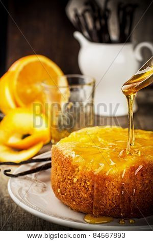 Orange Upside Down Cake with vanilla and honey