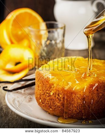 Orange Upside Down Cake with vanilla and honey
