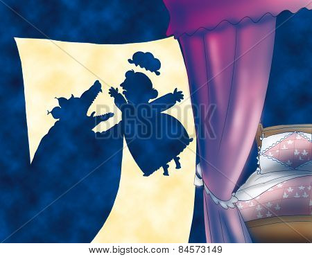 The bad wolf eats the granny