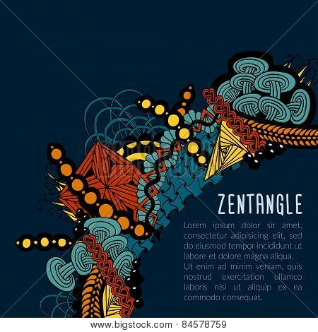 Decorative zentangle element corner