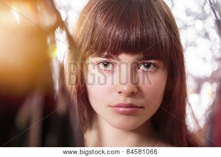 Portrait Of A Beautiful Teenage Girl, With Light Leak And Bokeh