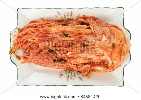 Cutted Gimchi In A White Dish