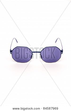 Glasses On A White Background With Blue Glass