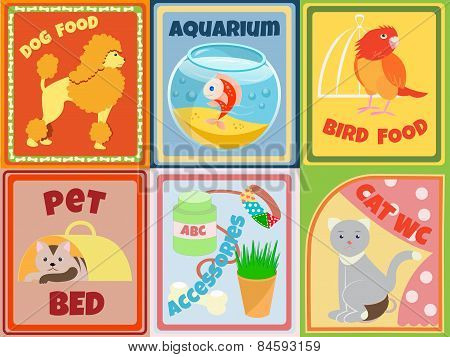 Set Of Animals And Accessories For Pet Shop