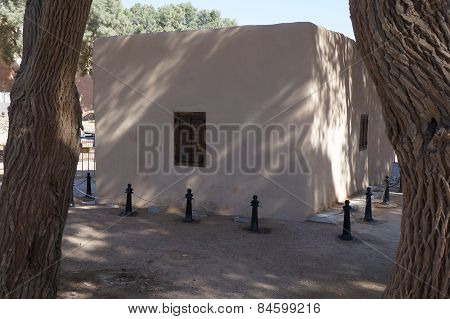 Historical site Umm Rashrash in Eilat, Israel. Monument of famous Ink Flag erection