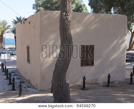 Historical site Umm Rashrash in Eilat, Israel. Monument of famous Ink Flag erection