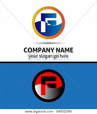 Letter F logo icon design template elements. Vector round sign