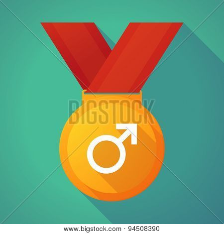 Long Shadow Gold Medal With A Male Sign