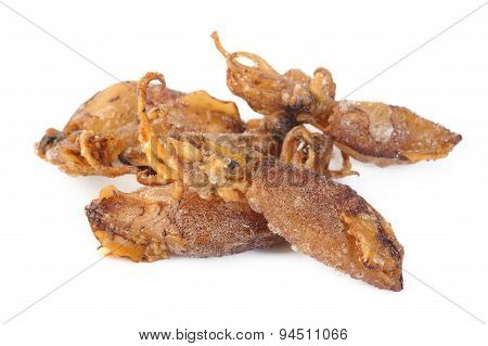 Fried Beka Squid On White Background