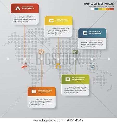 timeline description. 5 steps timeline infographic.