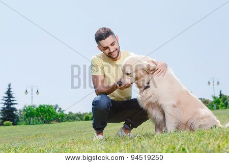 Handsome guy with his dog