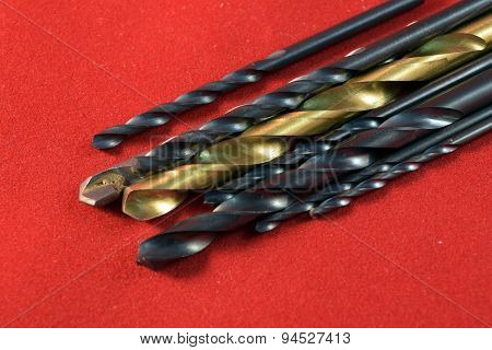 Close up different kinds and number of Metal drill bits