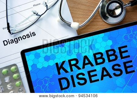 Diagnosis Krabbe disease and tablets.