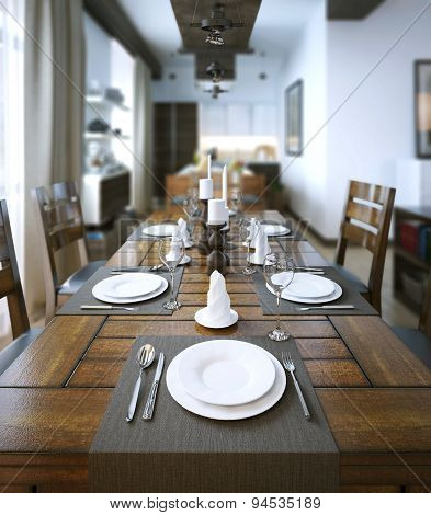 Dining Room, Rustic And Modern Style