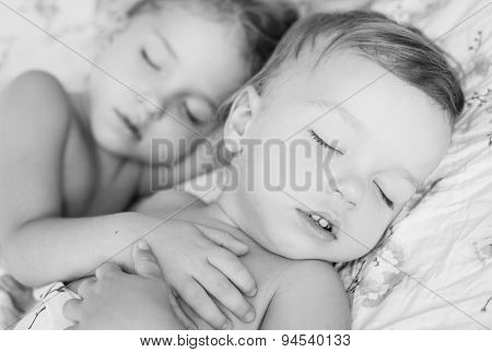 Charming Little Brother And Sister Asleep
