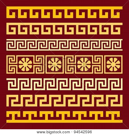 vector set gold Greek ornament Meander