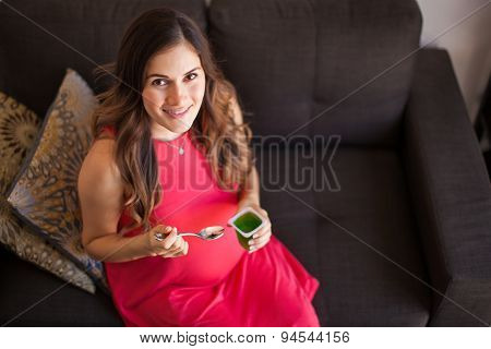Cute Woman Eating Jelly