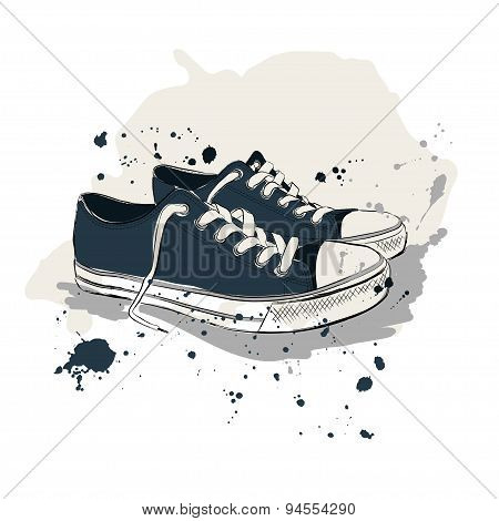Drawing Vector Illustration With Sneakers