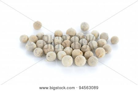 White Pepercorn Isolated On The White Background