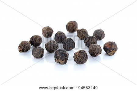 Black Pepercorn Isolated On The White Background