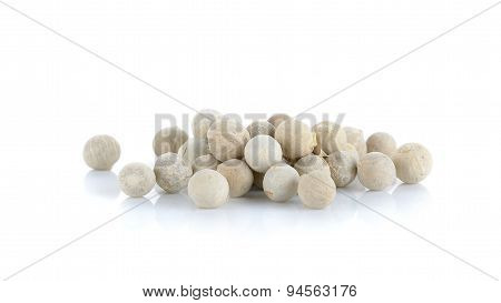 White Pepercorn Isolated On The White Background