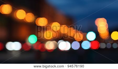 Blurred Lights Of The Big City At Night