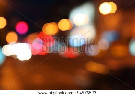 Blurred Lights Car Of The Big City At Night
