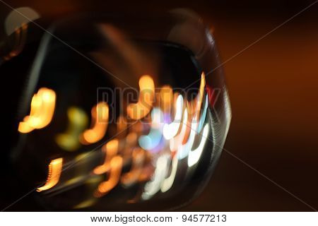 Blurred Lights Car In Mirror Of The Big City At Night