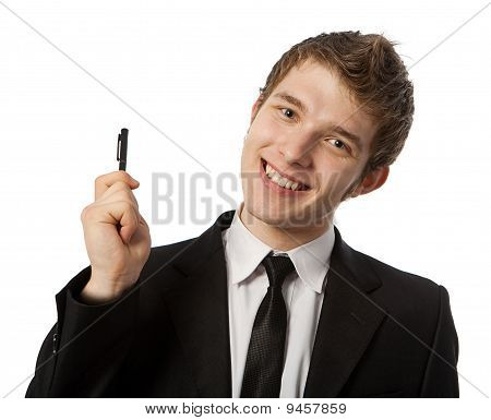Uomo con una penna